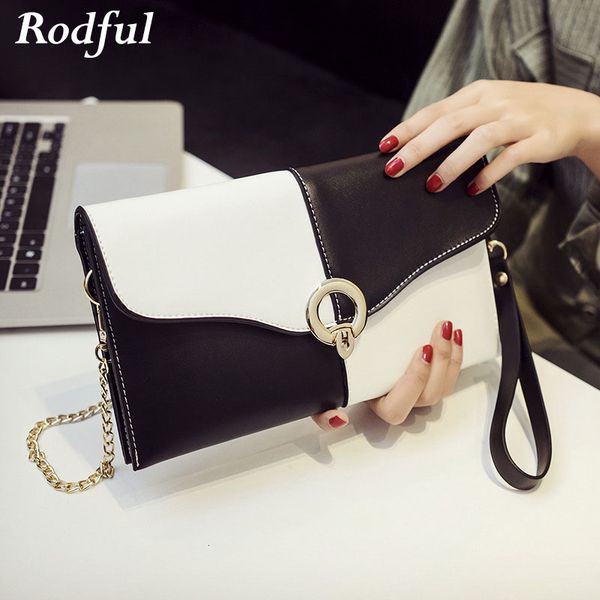 

rodful fashion pink black party clutches women purse leather day clutch bag female envelope shoulder messenger clutch bag women