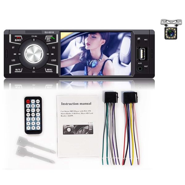 

car stereo with bluetooth single din fm radio for car and mp5 player usb/sd/aux/fm receiver wireless remote control ,backup came