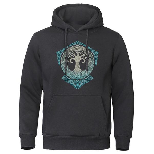 

odin aesir nordic mythology men's sweatshirt yggdrasil pullover world tree men warm streetwear 2020 winter autumn fleece hoodies, Black