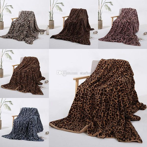 

5 style blankets winter warm blanket pink brown khaki leopard printing plush baby women blanket chair sofa home decor dhl wx9-1799