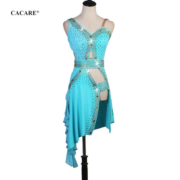 

latin dance competition dancing dresses latin dance dress fringe women girls salsa d0274 cacare irregular hem light blue, Black;red