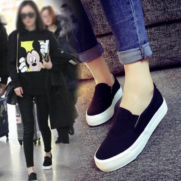 

2019 summer new wild white canvas women's shoes a pedal flat lazy cloth shoes spring net red, Black