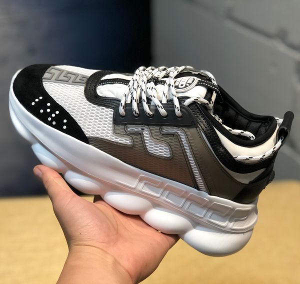 

chain reaction casual luxury designer sneakers fashion casual shoes men and women link embossed shoes for sale 36-45, Black