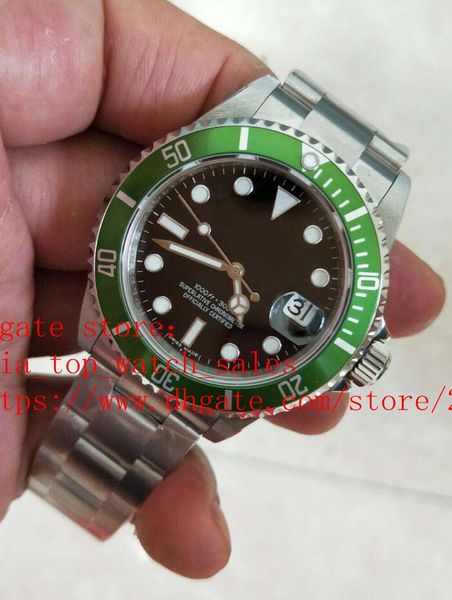 

super bp factory latest version 116610 luxury watches 40mm black dial green border asia 2813 movement automatic mens watches, Slivery;brown