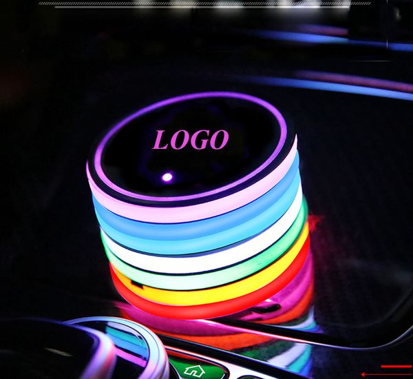 

2pcs/set led car cup bottle holder pad mat for corvette automobiles coasters interior atmosphere lights colorful