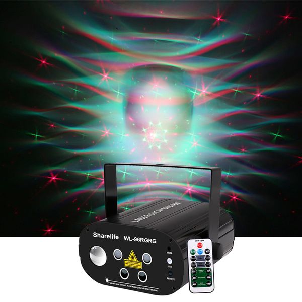 Sharelife Mini 4 lenti 96 modelli RG Luce laser Mix RGB LED Aurora Velocità motore di controllo remoto DJ Gig Party Home Stage lighting