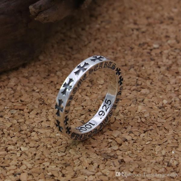 

925 sterling silver vintage jewelry american european hand-made designer antique silver crosses band rings for women hot