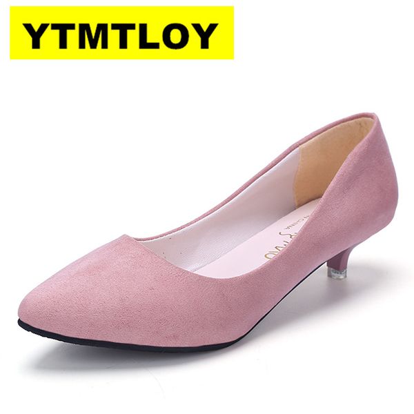 

2019 women shoes pointed toe pumps suede leisure dress shoes high heels boat wedding tenis feminino ma 3cm mary janes, Black
