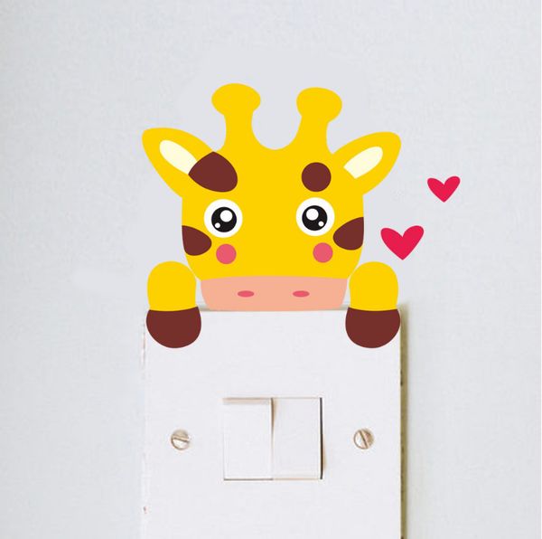 

lovely giraffe monkey cat lion bear zebra switch sticker living room bedroom nursery room decor light wall art home decoration
