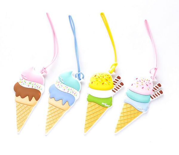 DHL 100pcs Baggage Tag Ice Cream Estilo Viagem Acessórios Silica Gel Suitcase ID Addres Titular bagagem Boarding Etiqueta portátil