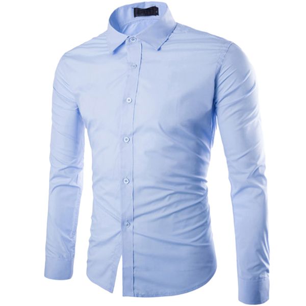 

men shirt autumn formal solid slim fit burron long sleeve polyester short shirt turn-down collar cotton casual blouse c0502, White;black