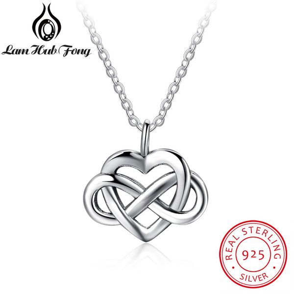 

women vintage necklaces with infinity heart knot pendants 925 sterling silver braided necklace jewelry (lam hub fong ne102025