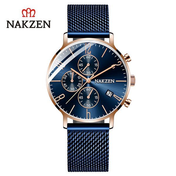 

марка мужские часы мужские истинные три глаза шесть руки календарь водонепроницаемый кварцевые часы дизайнера luxury casual спортивные часы, Slivery;brown