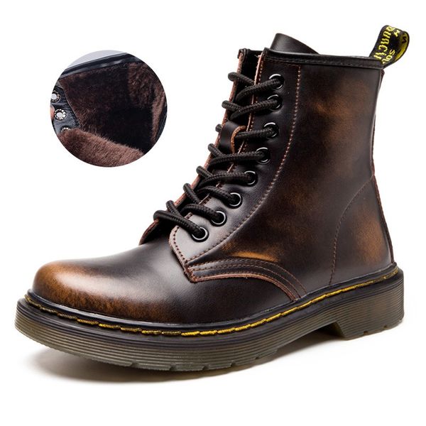 

woman ankle booties designer mens boots women boots martens leather winter warm motorcycle mans ankle boot martins fur couple oxfords shoes, Black