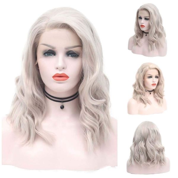Short Matte Blonde Wig Wavy Thick Curly Hair Corn Perm Hair Heat