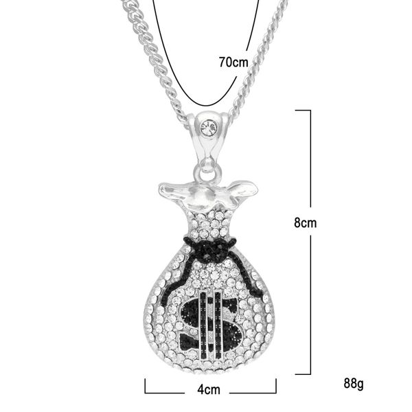 

европейский и американский стиль хип-хоп новый полный алмазная тяжелая красота денежных мешков модный нового цвет, Silver