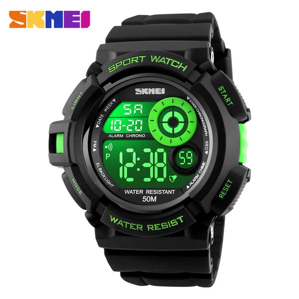 

skmei 1222 style digital watch men army watch 50m water resistant date calendar led sports watches relogio masculino, Slivery;brown