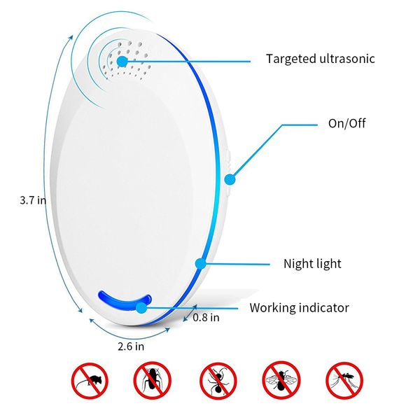 

2pcs ultrasonic pest repeller подкли electric дезинеки professional safe home комаѬ Ѭепеллен дл аѬ