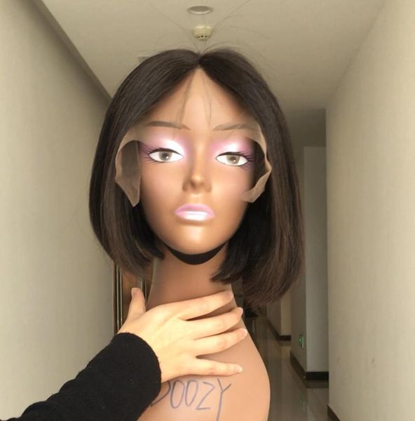 

doozyhair brazilian hair straight lace front wig virgin human hair, Black;brown