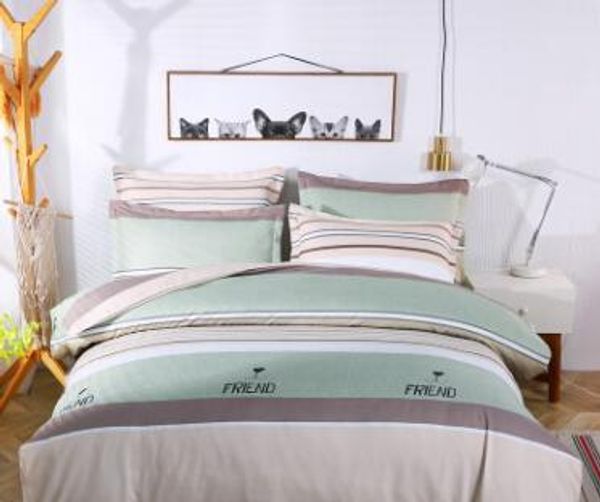 New Home Textile Neighbors Student Striped Plaid Pattern Bedding