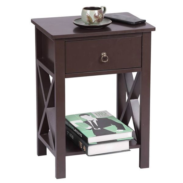

brown spray paint cross type single suction double layer nightstand