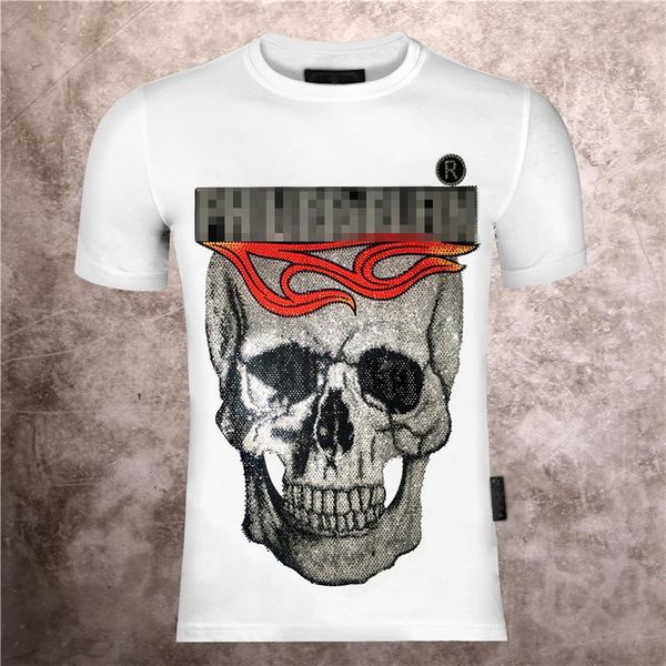 

early spring 2020 new color block letter short sleeve tee double strand fine cotton fabric black and white skull t shirts t01, Black;brown