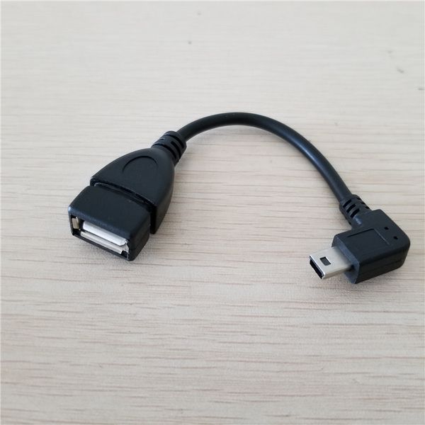 90 graus ângulo reto Mini B USB macho para USB Um adaptador OTG de cabo de cabo de dados feminino para tablet PC 10cm
