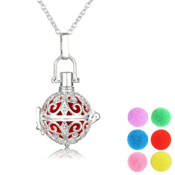

women necklace hollow love heart lockets pendant necklace with pads nx107, Silver