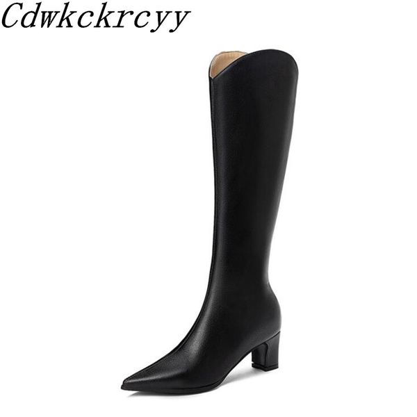 

winter new pattern fashion cusp coarse heel boots cashmere keep warm leisure time over knee high-heeled women boots size 34-48, Black