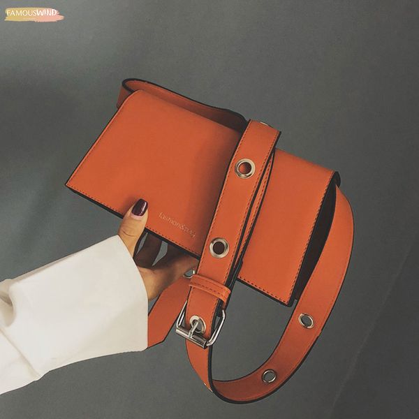 

2020 fashion women messenger bags pu leather design pouch shoulder bags orange ladies crossbody bag
