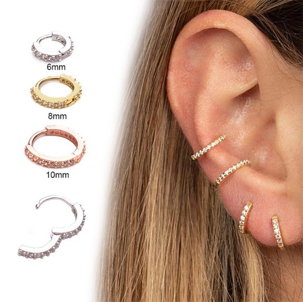 

bohemian style ladies fashion gold zircon micro-set round pendant earrings designer cartilage piercing jewelry earrings birthday gift, Golden;silver