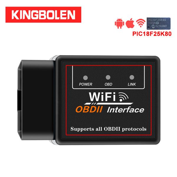 

elm327 v1.5 wifi pic18f25k80 chip obdii diagnostic tool iphone/android/pc elm 327 atpps icar2 obd2 auto scanner code reader
