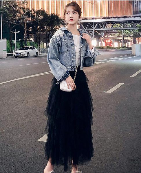 

woman spring and autumn europe and the united states new style trend boutique slim personality with casual denim jacket / 3456 s-xl, Black;brown