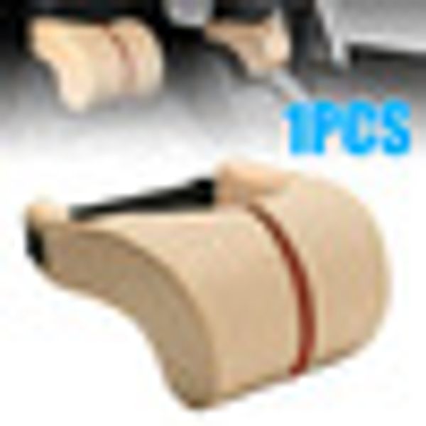 

auto car suv ergonomic headrest beige+brown pu leather neck rest cushion pillow