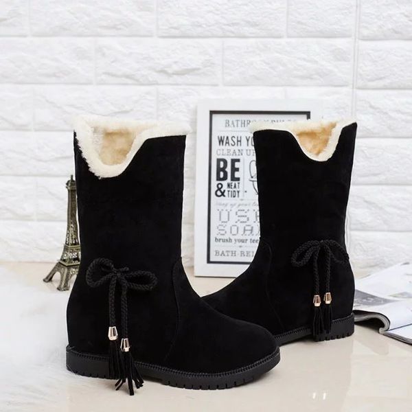 

elegant woman boots winter shoes women round toe leather booties lace up luxury designer australia low heels booties 2019 mid-ca, Black