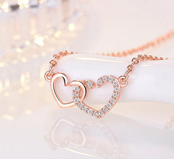 

austrian crystal diamond love heart pendant necklaces fashion class women girls lady elements necklace jewelry, Silver