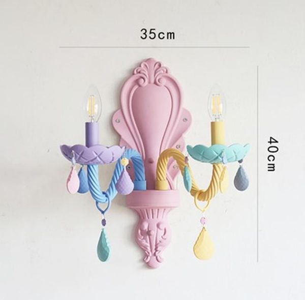 

kid's room colorful lamp modern makaron color crystal wall lamps e14 holder bedroom bedside lamp wall sconce light fixture