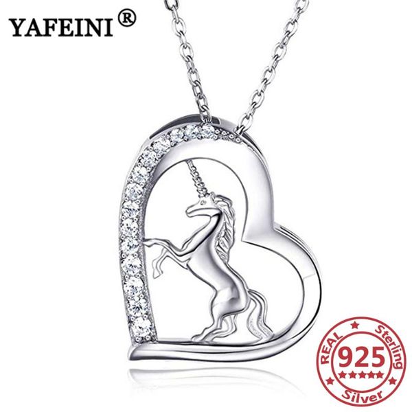 

yafeini 925 sterling silver horse heart pendants necklaces cubic zircon women's jewelry chains valentine's gifts mom's gifts