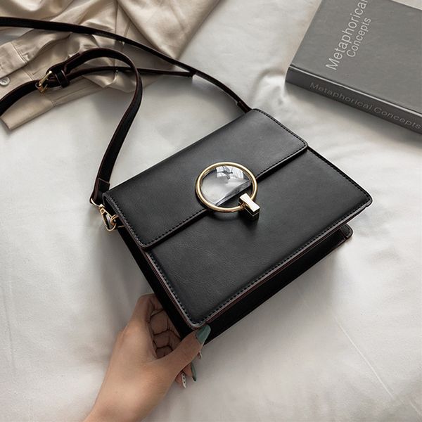 

luxury handbag 2019 fashion new ladies square bag pu leather women's designer handbag lock shoulder messenger bags