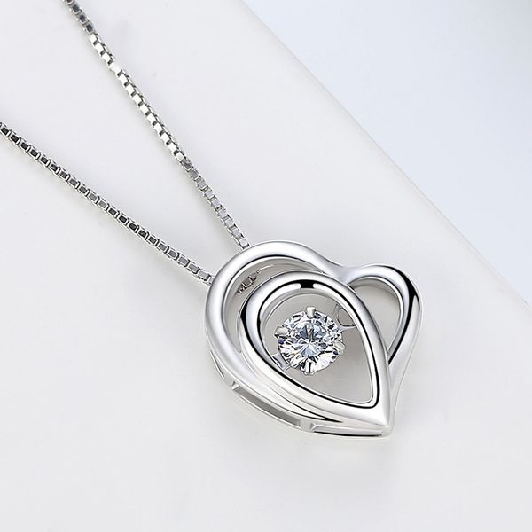 

genuine s925 sterling silver ladies temperament pendant korean sell well zircon fashion exquisite love heart pendant silverware