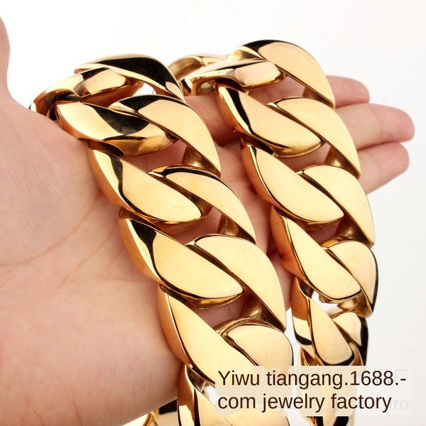 

кубинские link chains мужского хип-хоп сталь титана грубого вакуума гальванического литой грубый ожерелье браслет, Silver