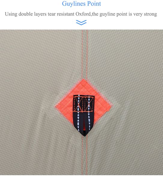 

2 person oudoor ultralight camping tent 3 seasons professional 20d silnylon rodless tent