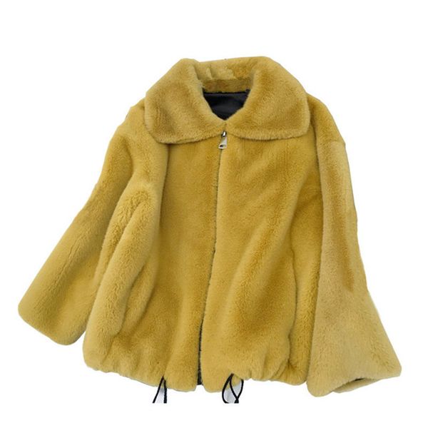 

зимний толстый женский короткий искусственный мех пальто меховой куртки способа женщин с длинным рукавом женская одежда 2019, Black