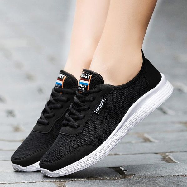 

plus size lightweight women sport sneakers summer running shoes woman mesh tennis shoes breathable sports black obuv