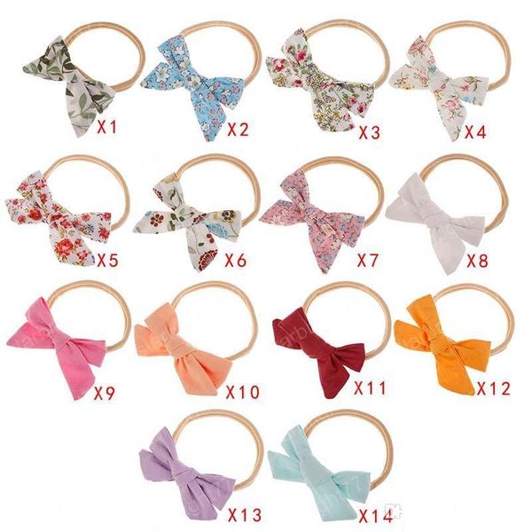 

cute baby hair accessories hair bows nylon headband pgraphy floral print birthday gift 20pcs for boutique store, Slivery;white