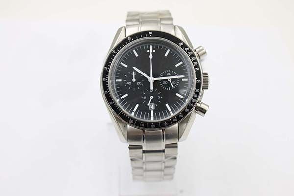 

new arrival quartz black face full stainless steel men's moon wristwatch analog ti3 professional speed male watch o1, Slivery;brown