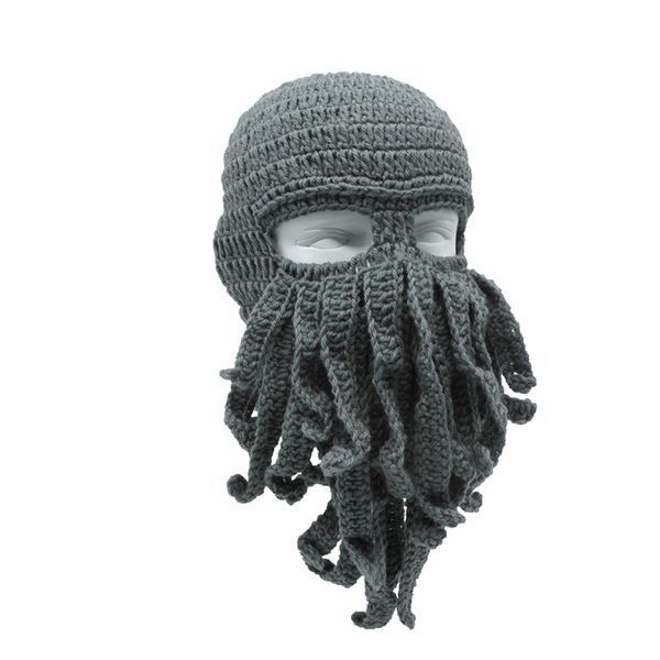 

novelty handmade funny tentacle ocs hat crochet cthulhu beard beanie men's women's knit wind mask cap halloween animal gift