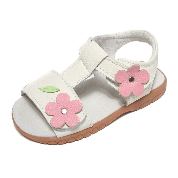 

girls sandals genuine leather white pink floral summer shoe children shoes little kids open toe beach sandal holiday wear 2019 t200703, Black;red