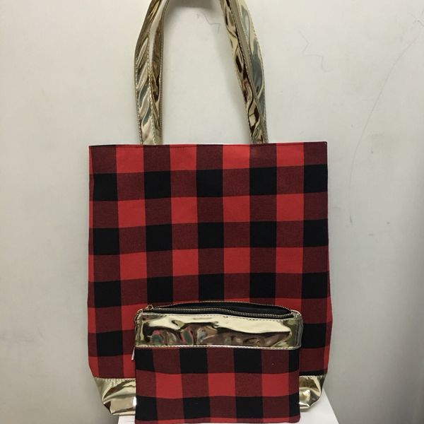 

Per onalized buffalo plaid canva handbag hopping bag red tote bag buffalo check everyday lightweight tote handbag 2019 clutch bag