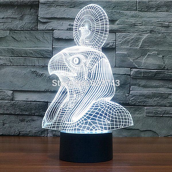 

color changing egypt pharaoh cobra 3d acrylic snake led night light with usb table lamp of lamparas 3d led